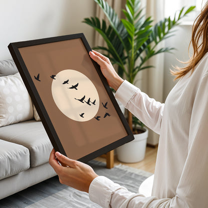 Moonlit Birds Minimalist Celestial Wall Art