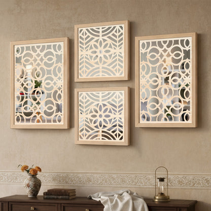 Circle Grid Mirror Art Set of 4