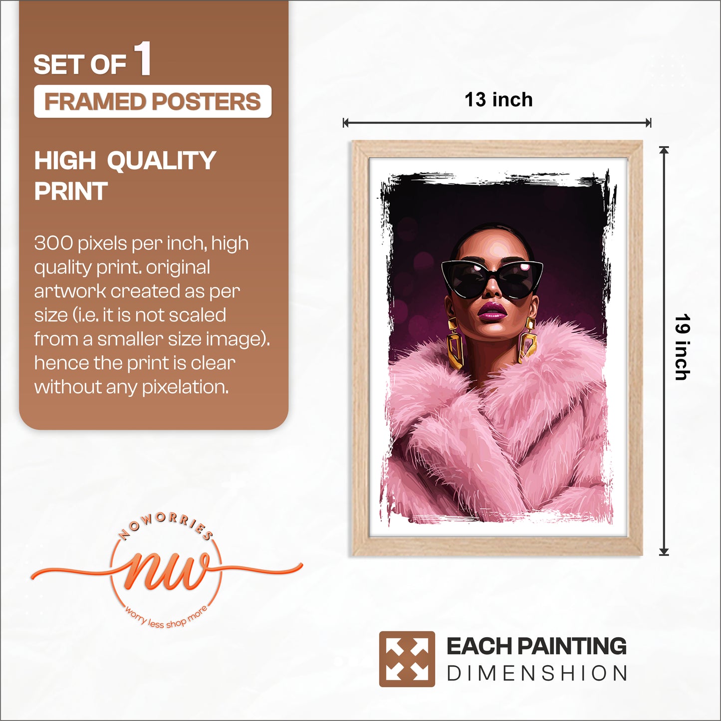 Glam Diva Fashion Portrait Framed Wall Art
