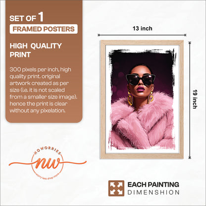 Glam Diva Fashion Portrait Framed Wall Art
