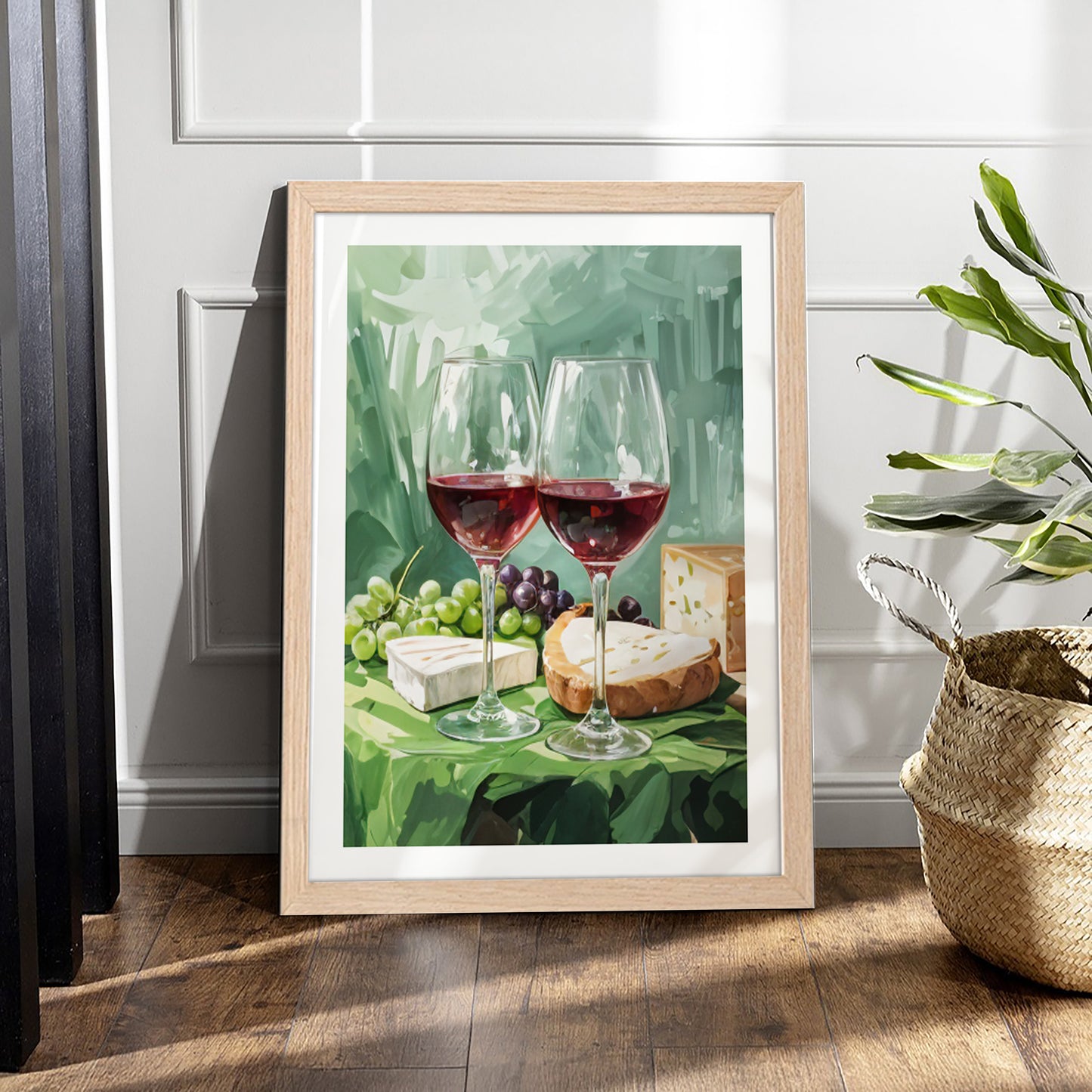 Wine and Cheese Still Life Wall Frame