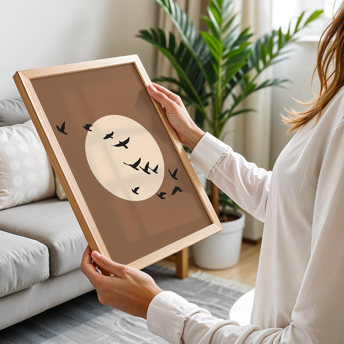 Moonlit Birds Minimalist Celestial Wall Art