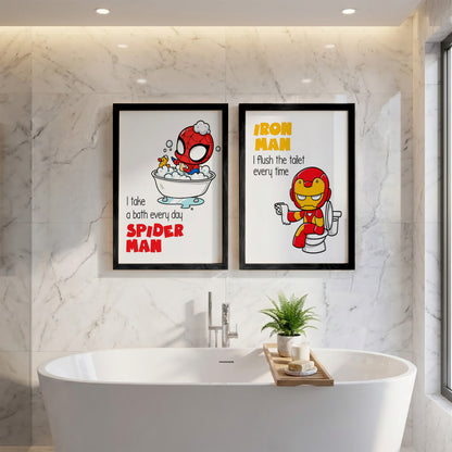 Marvel Bathroom Kids Wall Frames Set of 2