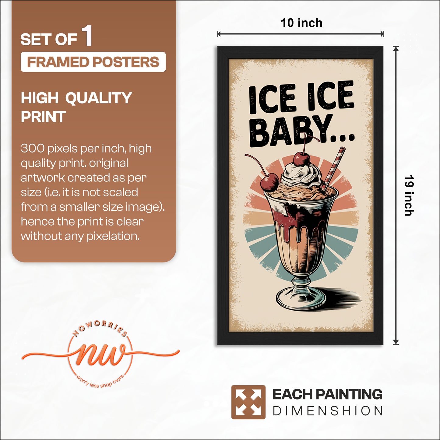 Retro Ice Cream Sundae Wall Frame