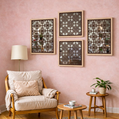 Architectural Geometric Pattern Mirror Set
