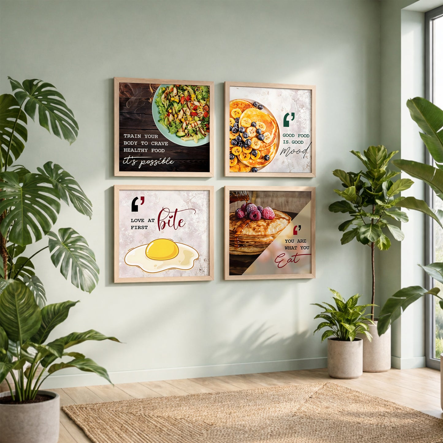 Healthy Food Kitchen Wall Art Set of 4