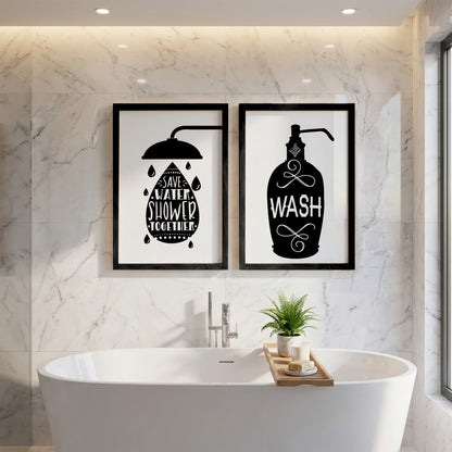 Bathroom Rules Wall Frames Set of 2