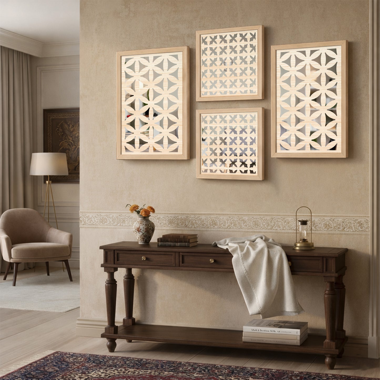 Modern Geometric Mirror Set of 4