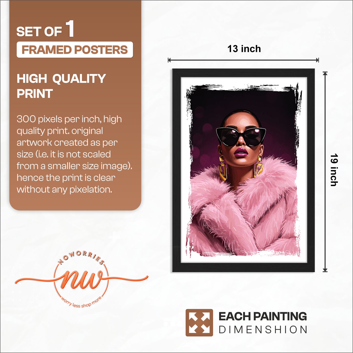 Glam Diva Fashion Portrait Framed Wall Art