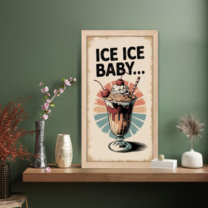 Retro Ice Cream Sundae Wall Frame