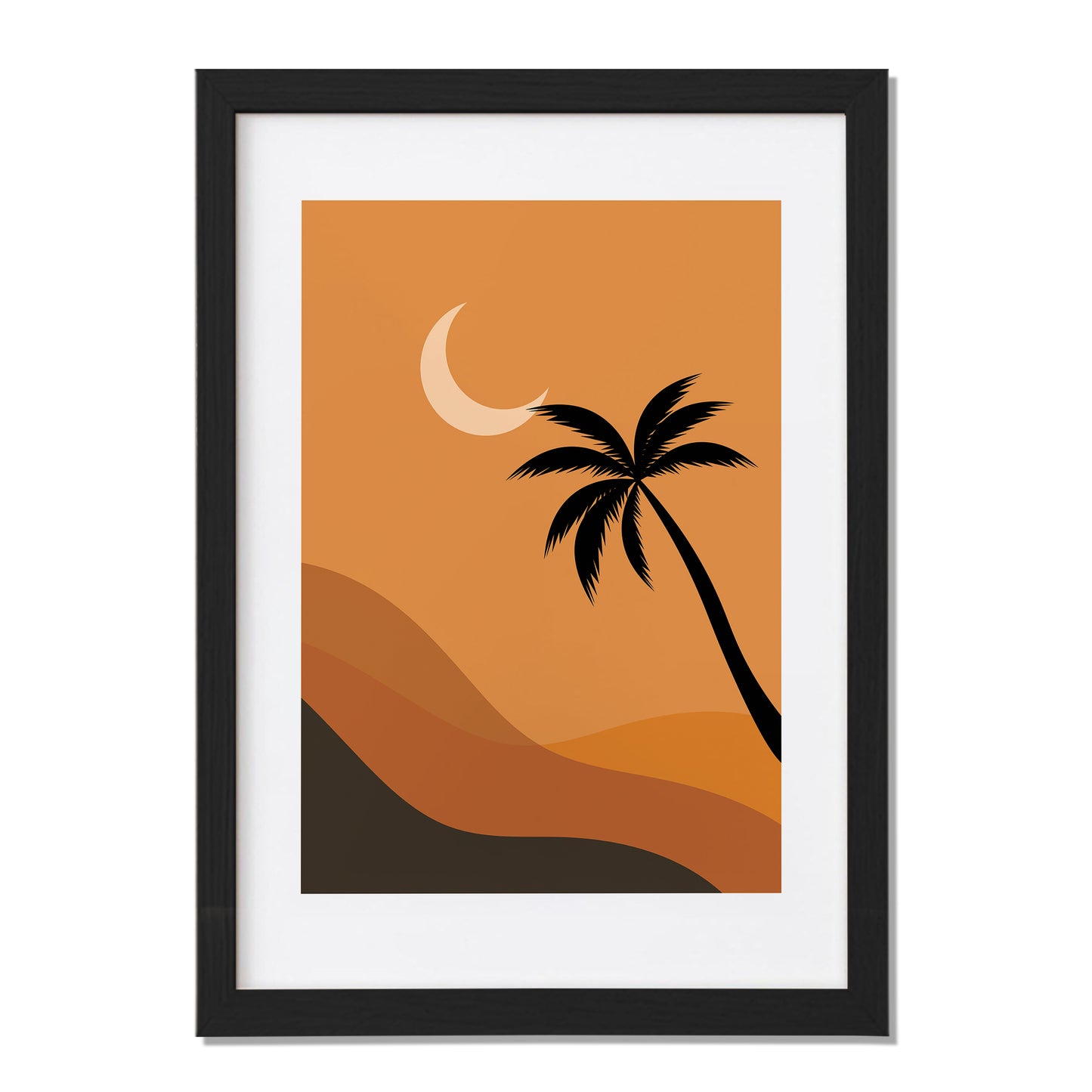 Boho Desert Palm Moon Minimalist Wall Art