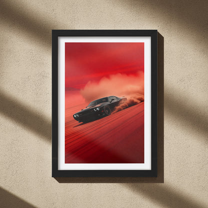 Dodge Challenger Red Drift Wall Frame