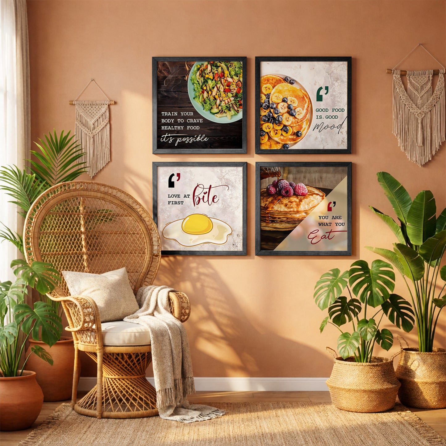 Healthy Food Kitchen Wall Art Set of 4