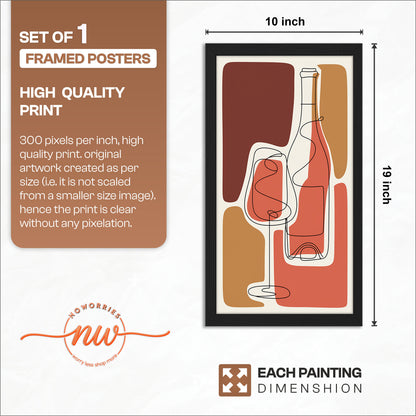 Abstract Wine Bottle & Glass Wall Art