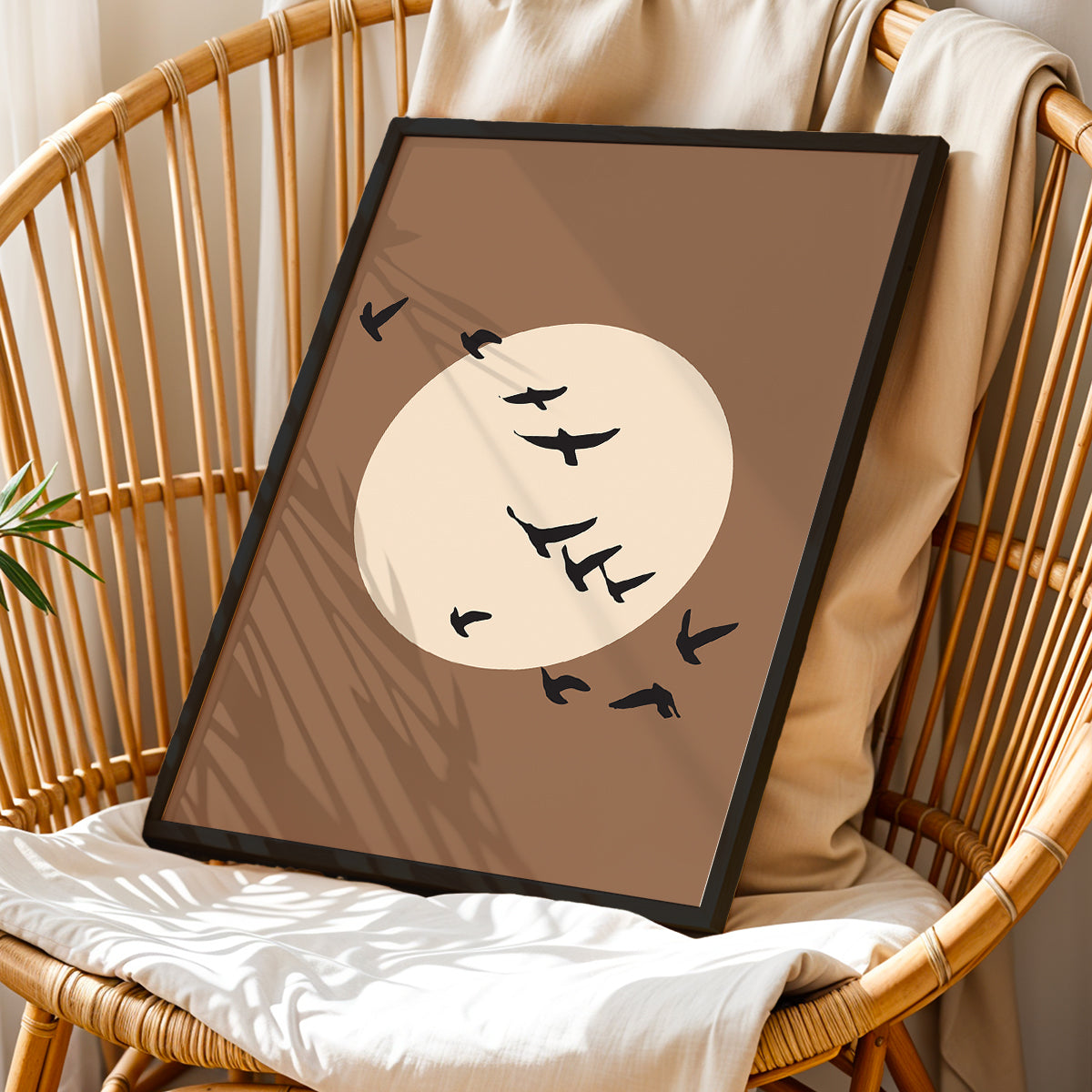 Moonlit Birds Minimalist Celestial Wall Art