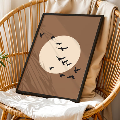 Moonlit Birds Minimalist Celestial Wall Art