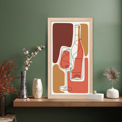 Abstract Wine Bottle & Glass Wall Art