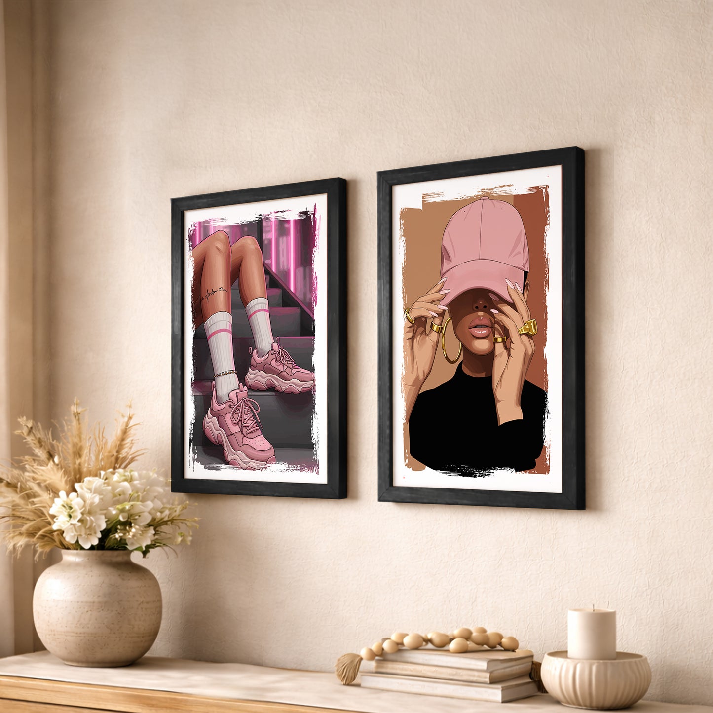 Pink Street Style Wall Art Set