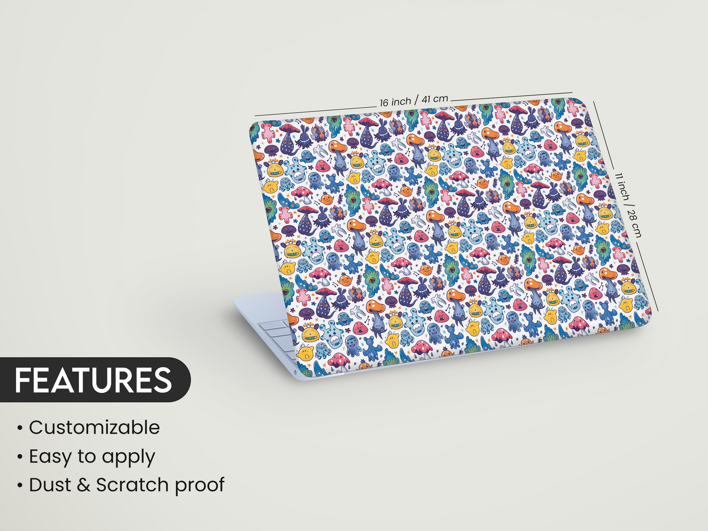Cute Monster Pattern Laptop Skin