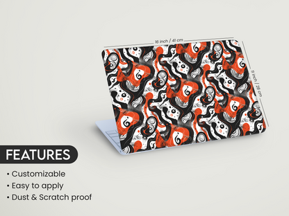 Red Black Abstract Wave Laptop Skin