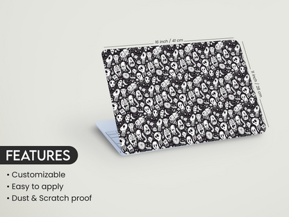 Skull Doodle Pattern Laptop Skin