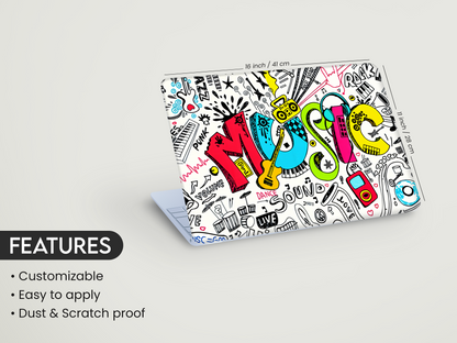 Music Vibes Doodle Laptop Skin
