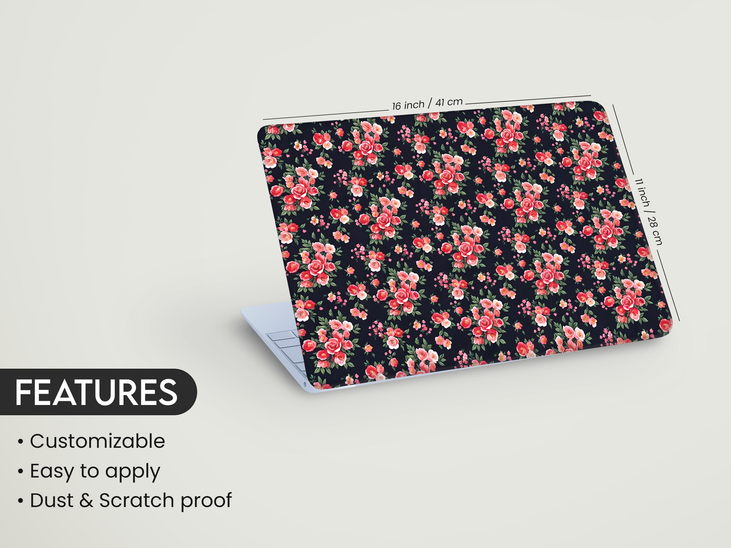 Midnight Rose Pattern Laptop Skin