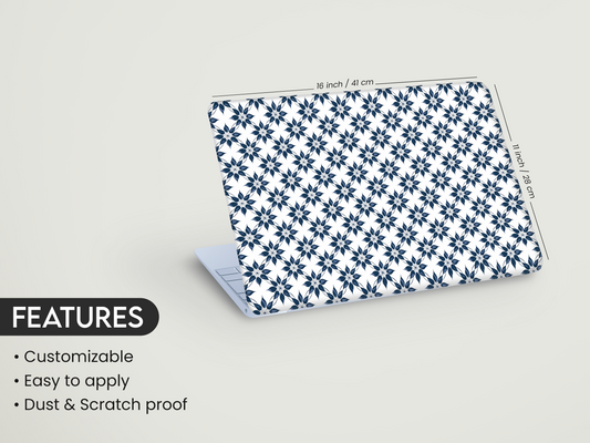 Indigo Tile Floral Laptop Skin
