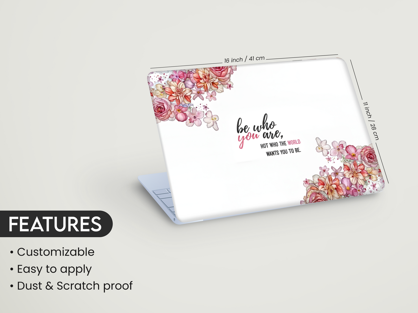Be Yourself Floral Quote Laptop Skin