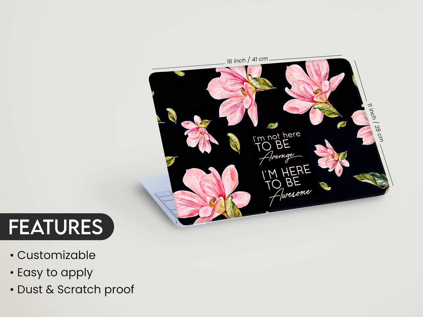 Pink Magnolia Quote Laptop Skin