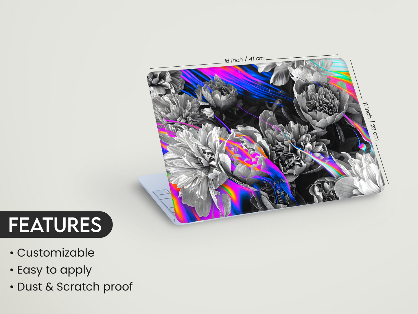 Monochrome Floral Neon Laptop Skin