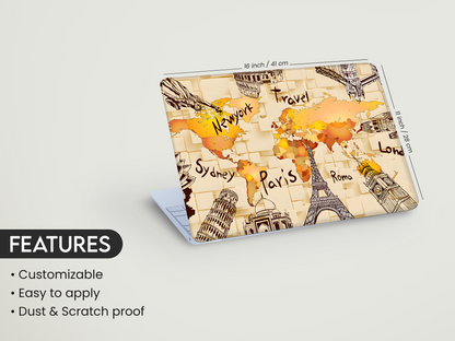 Travel Map Skin Laptop Skin