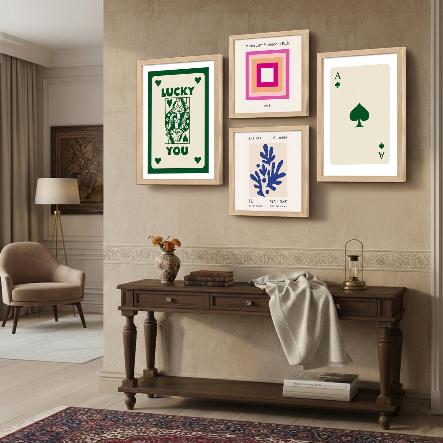 Lucky Card Wall Decor Set of 4
