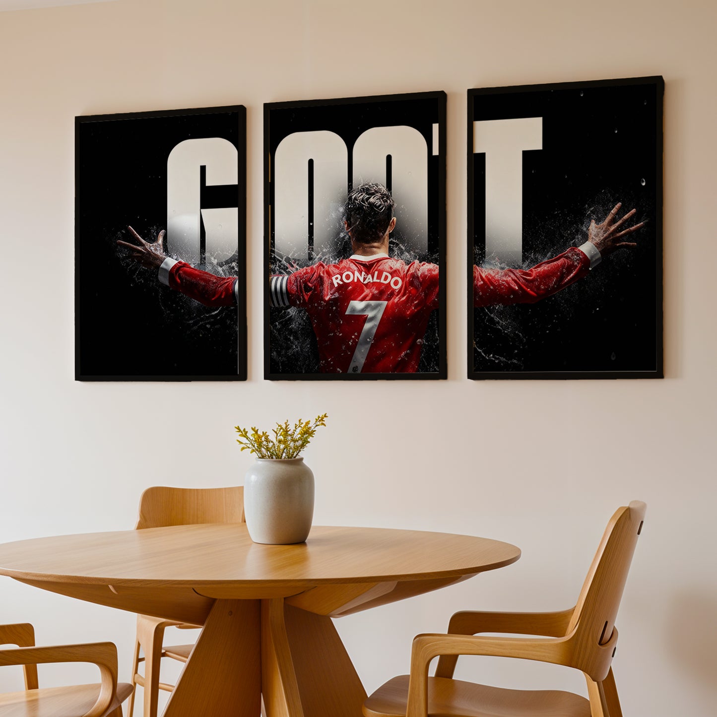Cristiano Ronaldo GOAT Wall Art Set of 3
