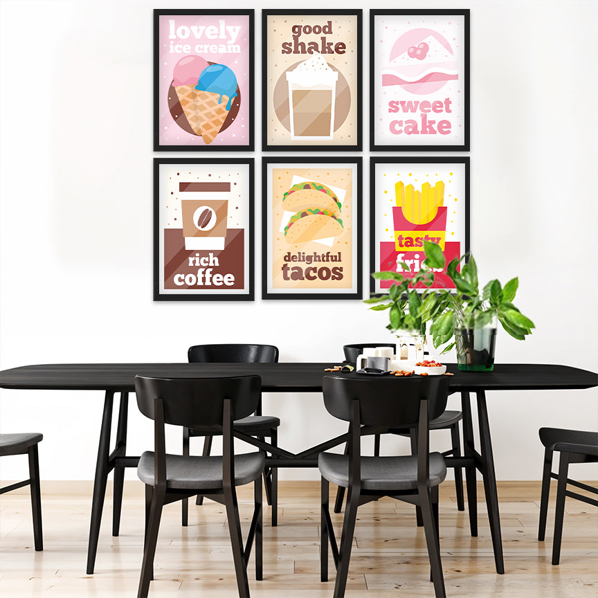 Modern Food Poster Wall Frame Set