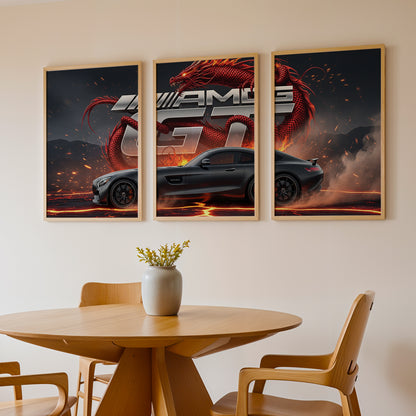 AMG GT Dragon Wall Frame Set of 3