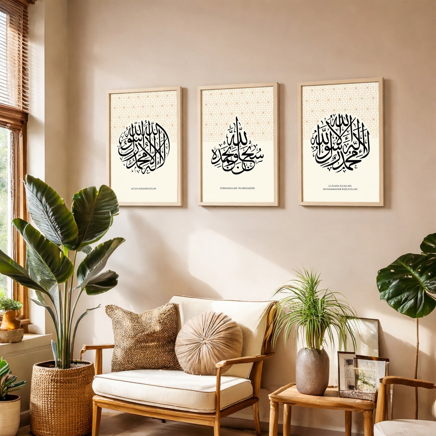 Islamic Kalima Calligraphy Wall Frame Set of 3