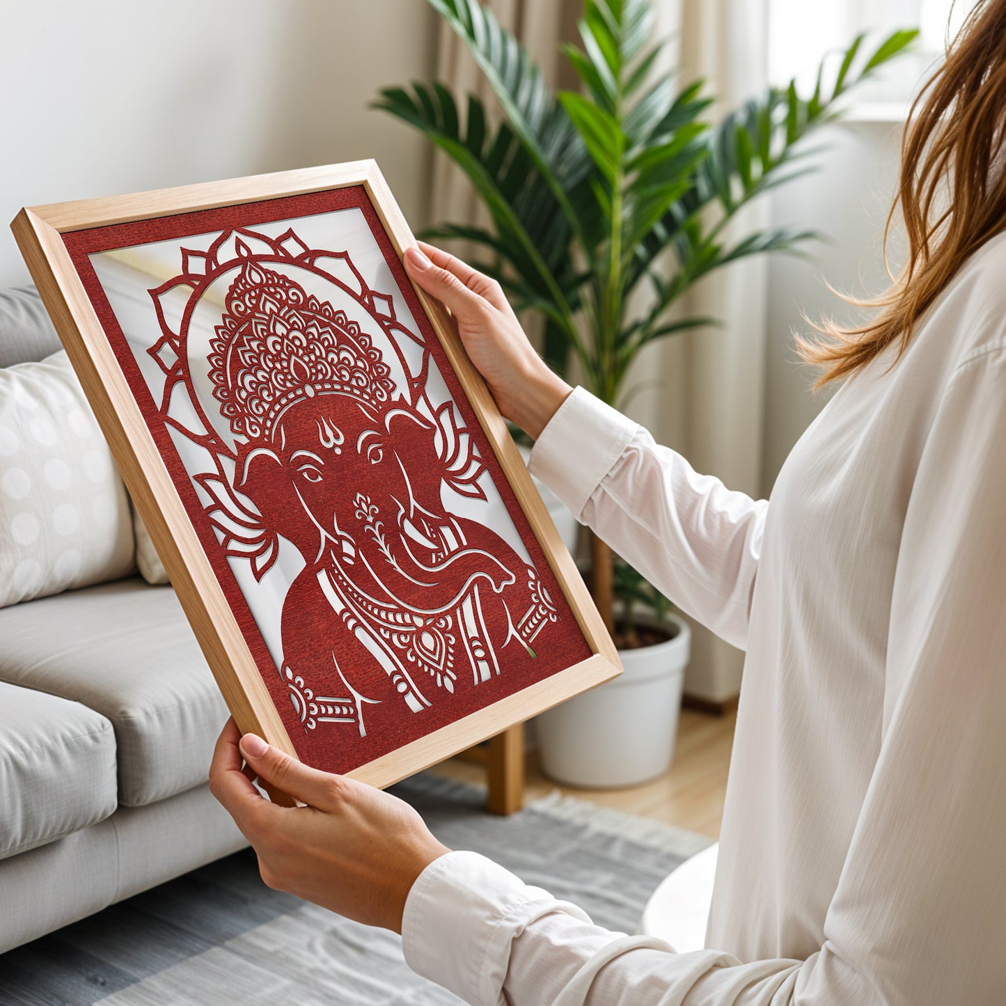 Ganesha Pinewood Laser wall Art