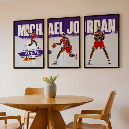 Michael Jordan Motivational Wall Art Set of 3