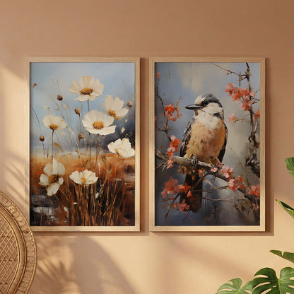 Bird & Floral Wall Art Set of 2