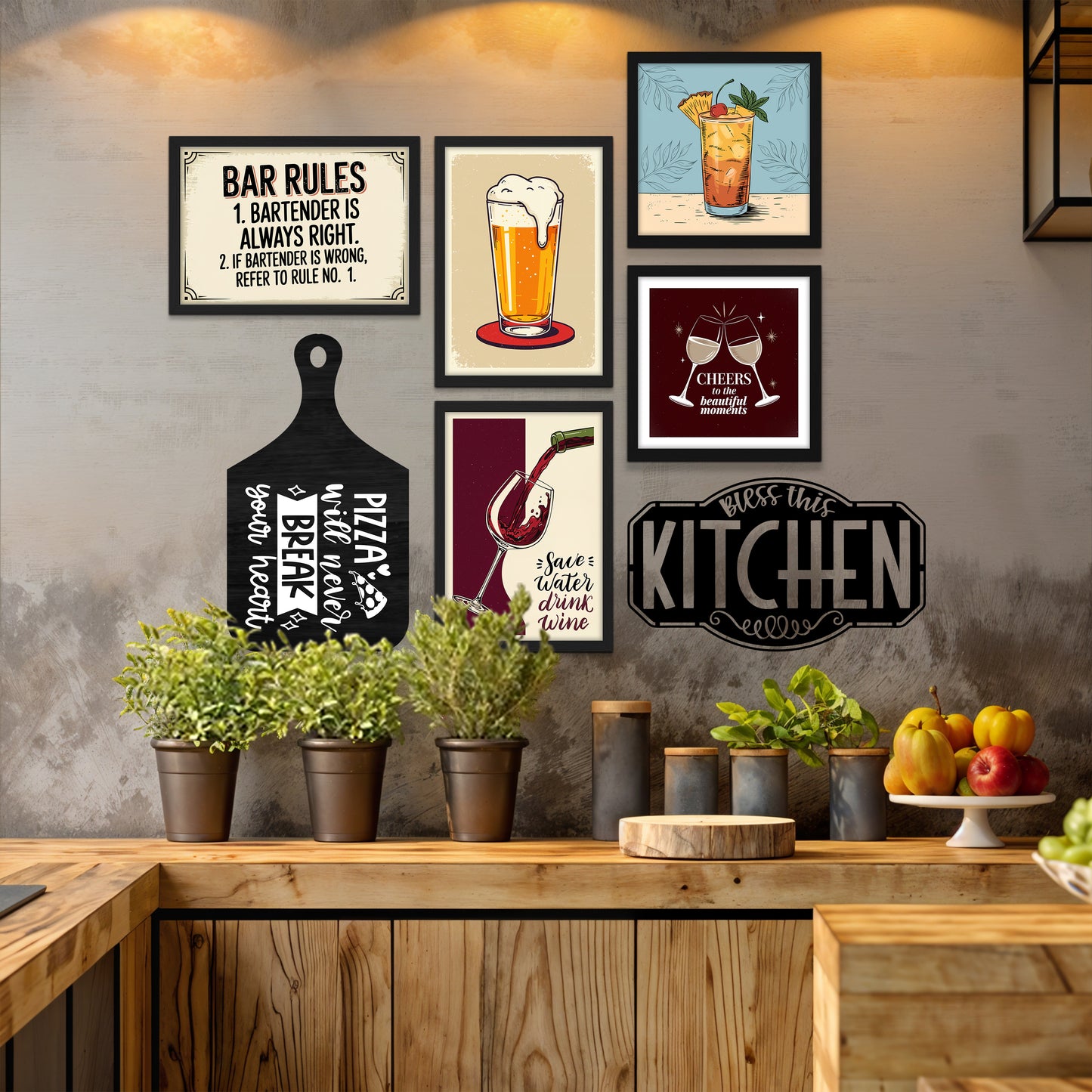 Bar & Kitchen Wall Art Gallery Set