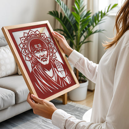 Sai Baba Pinewood Laser wall Art