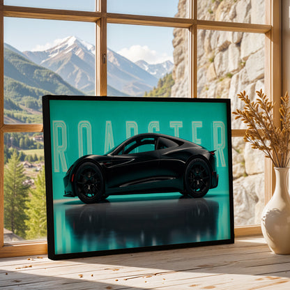 Tesla Roadster Neon Edition Wall Frame