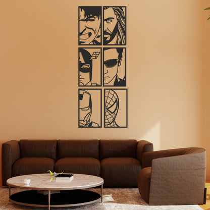 Superhero Faces Pinewood Wall Art