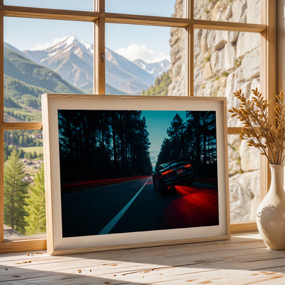 Audi R8 Midnight Forest Drive Wall Frame