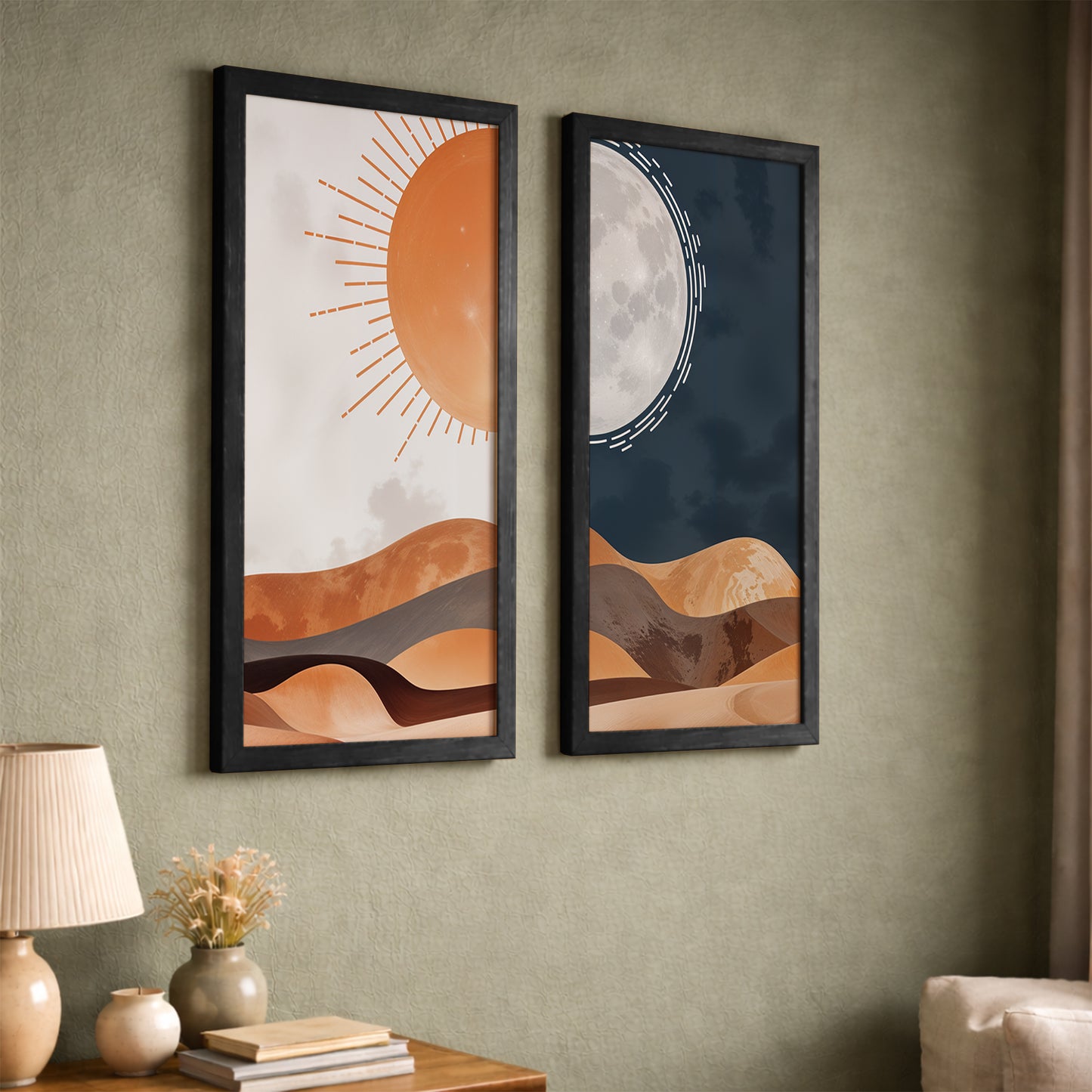 Sun & Moon Desert Wall Frame Set of 2