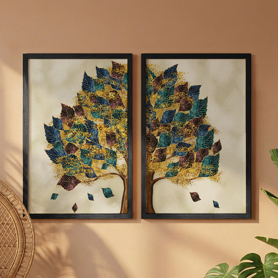 Autumn Tree Wall Art Set of 2