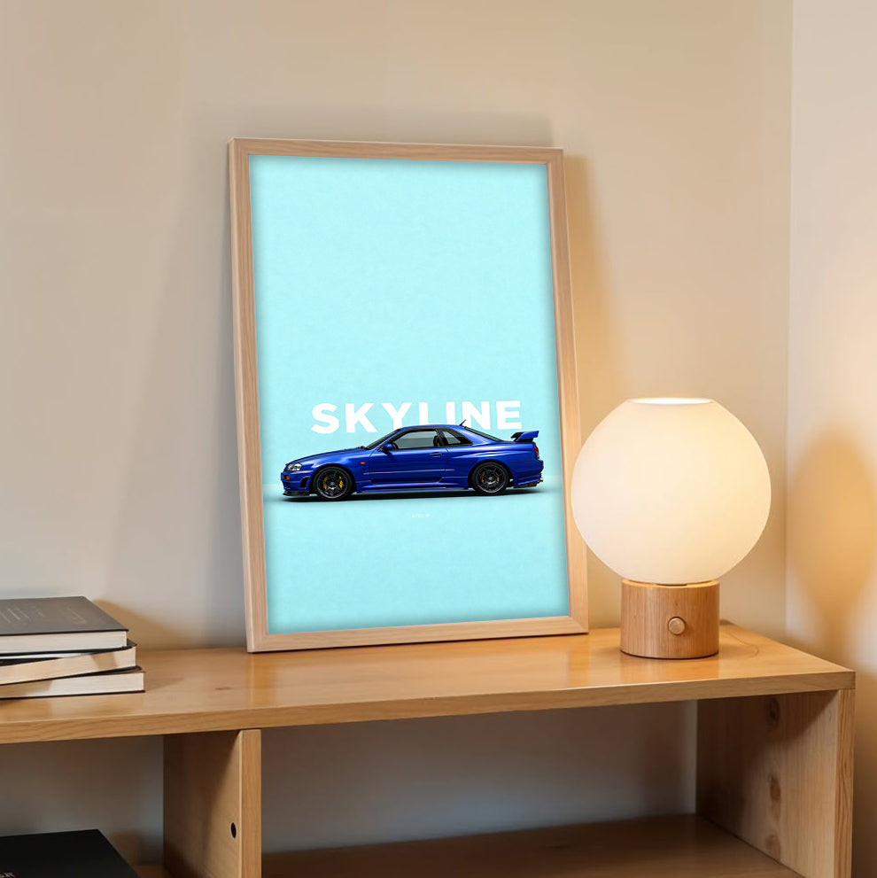 Skyline R34 Blue Wall Frame