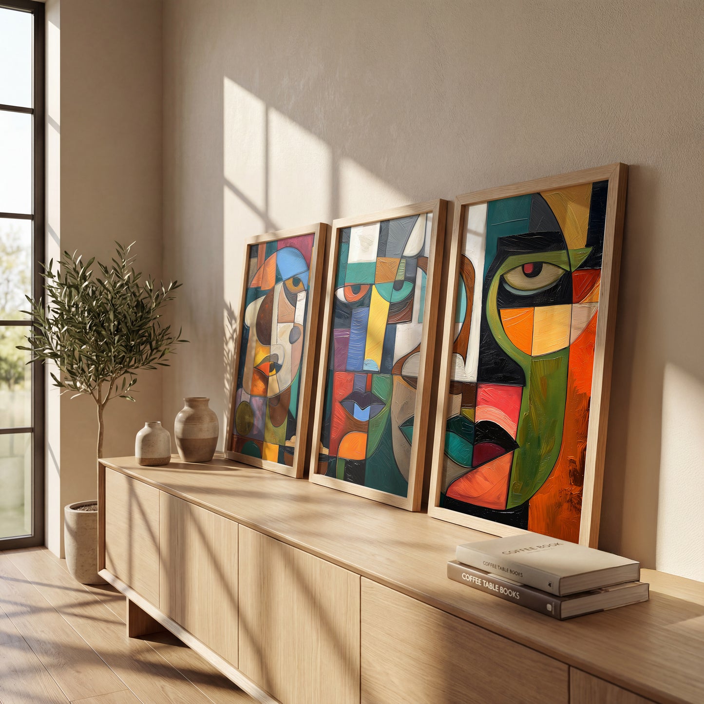 Cubist Face Wall Art Set of 3