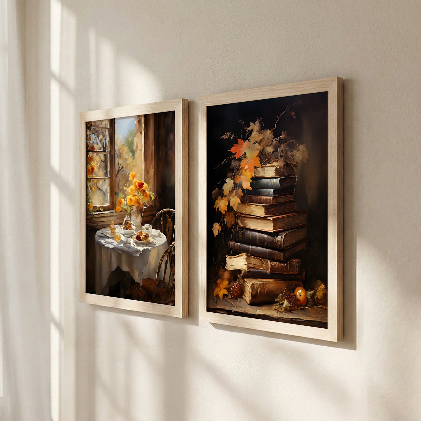 Cozy Autumn Still Life Art Set of 2